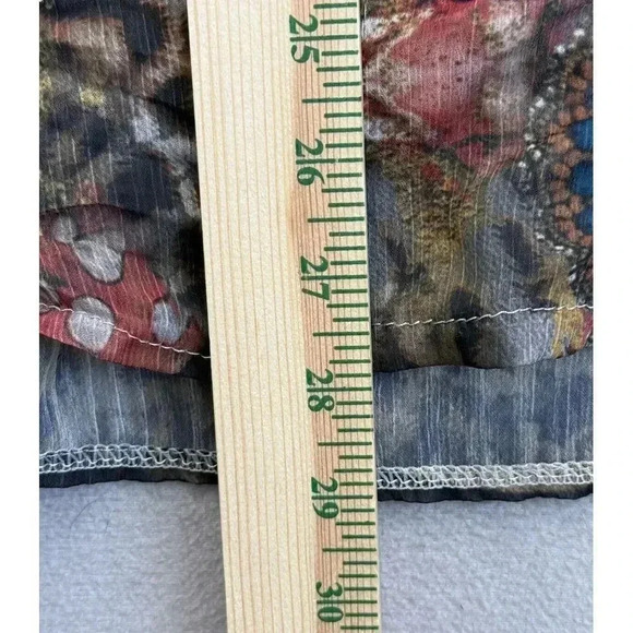 Gigi Moda Women's XL Multicolor Floral Animal Print Button Lightweight Sheer Top - Picture 5 of 8